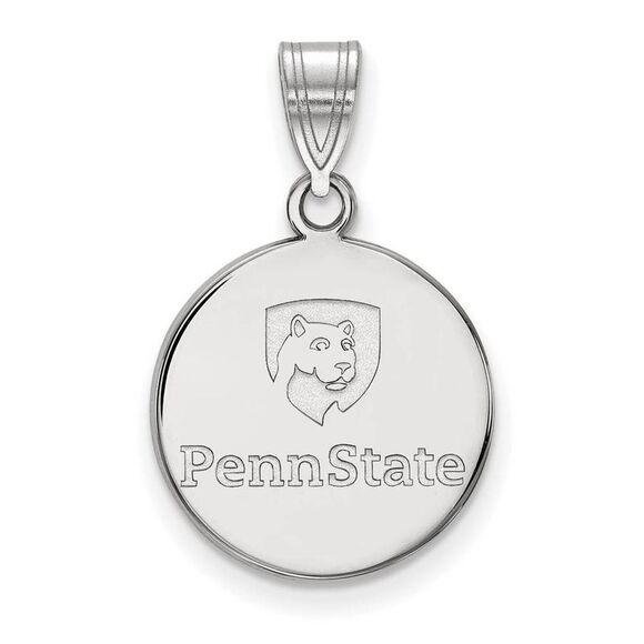 10k White Gold Penn State Medium Disc Pendant
